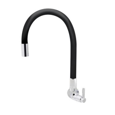 Imagem de Torneira Bica Móvel Pia Cozinha Parede Fit Color Preta C29 1/4 Dn15-20