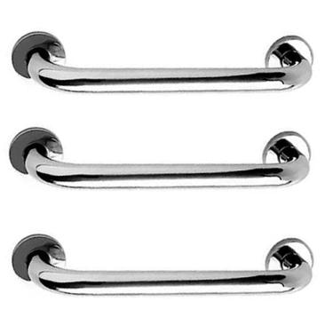 Imagem de Alça de Apoio 30cm Kit 3 Uni Barra Inox Suporte Cadeirante Idoso Deficiente Banheiro Box Escada Corrimao Segurança Proteçao