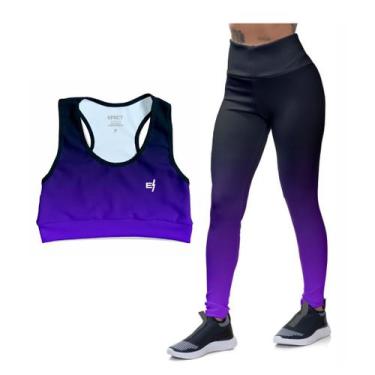 Imagem de Kit Top Cropped Treino Conjunto Academia Calça Legging Confortável Gin