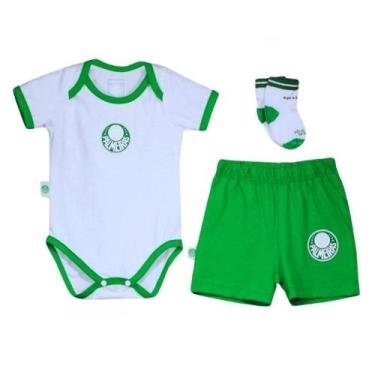 Imagem de Kit Bebê Palmeiras Body Shorts e Meia Oficial - Revedor, P