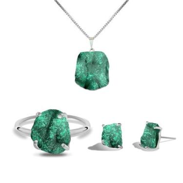 Imagem de Conjunto Natura Malaquita - Cristal Natural, Prata 925