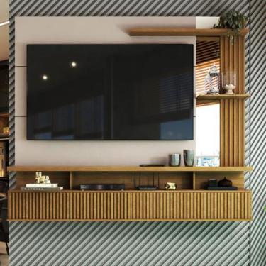 Imagem de Painel para TV Até 60 Polegadas Sergipe 2 Portas com Espelho e Ripado 