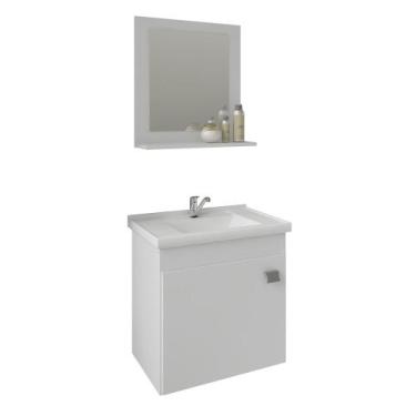 Imagem de Conjunto Armário Banheiro Iris com Espelheira MGM Branco  - MGM MOVEIS