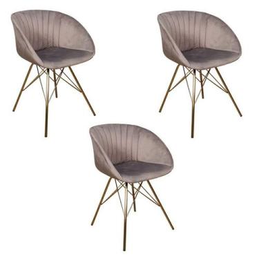 Imagem de Kit 3 Cadeiras Eleonora Cinza - Rivatti