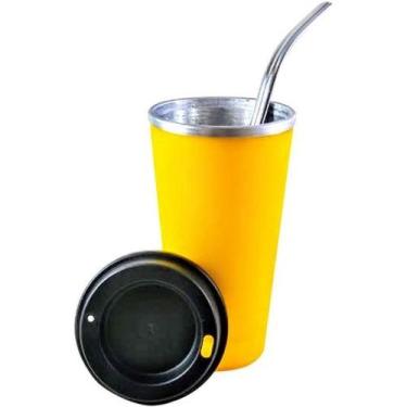 Imagem de Copo de Tereré Verão Neon Amarelo com Tampa e Bomba - Tereré Maringá
