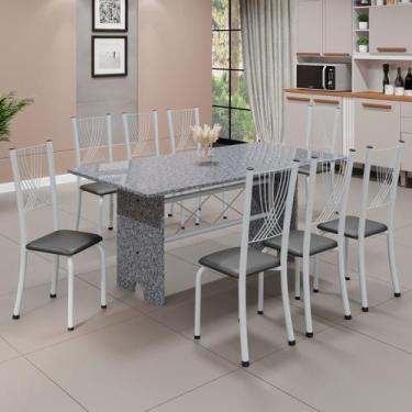 Imagem de Conjunto de Mesa Tampo de Granito Ocre com 8 Cadeiras Lorena Yescasa