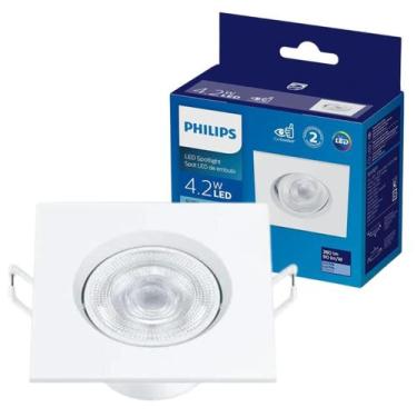 Imagem de Spot Led Philips Quadrado Embutir 4.2w Luz Branca 6500K