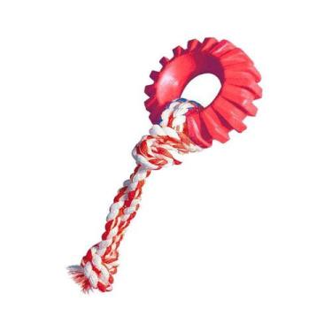 Imagem de Brinquedo Furacão Pet Pneu Rally Especial com Corda Vermelho para Cães