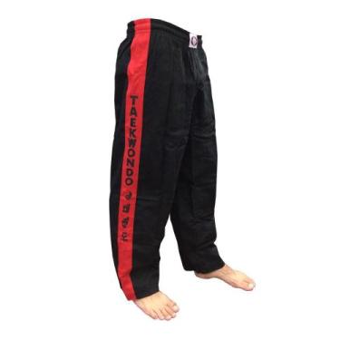 Imagem de Calça Taekwondo - Brim - Infantil - Preta - Sung Ja -, M4, Preto, Verm