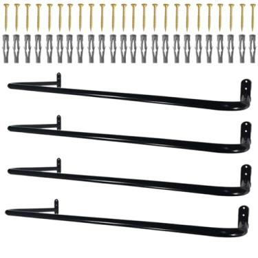 Imagem de Kit 4 Araras P/Roupas 1m Cabideiros Parede Loja Residência Reforçado (Preto)