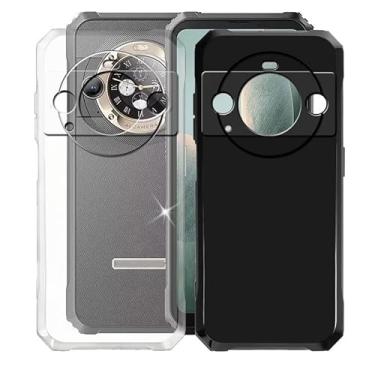 Imagem de AQGGIIXY Capa para Blackview BL9000 Pro (6,7 polegadas), capa protetora de silicone macio preto, 1 peça + 1 peça capa protetora de telefone de borracha flexível transparente capa de TPU para Blackview