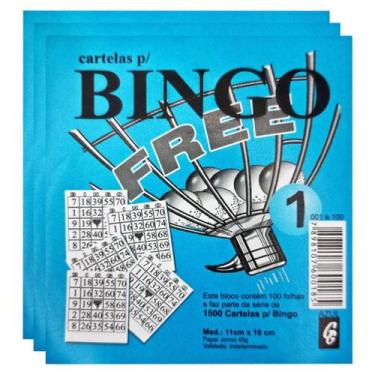 Imagem de Cartela de Bingo Azul 100 Folhas Free 15 Unidades