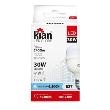 Imagem de Lampada led globe alta potência e-27 30w 6500k bivolt kian