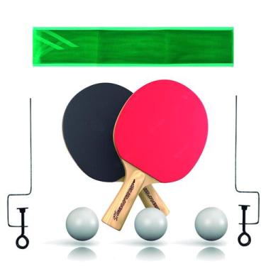 Imagem de Kit Tenis de Mesa Gold Sports Gold Pro 2 Raquetes 3 Bolas Rede e Supor