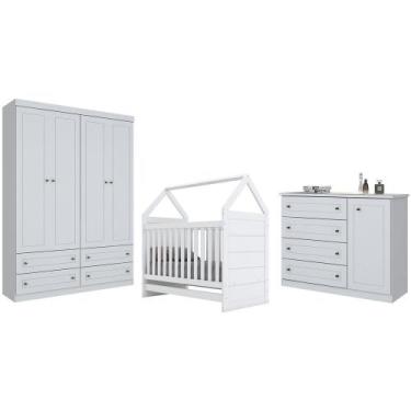 Imagem de Jogo de Quarto Bebe Infantil Completo Americano Branco - Henn