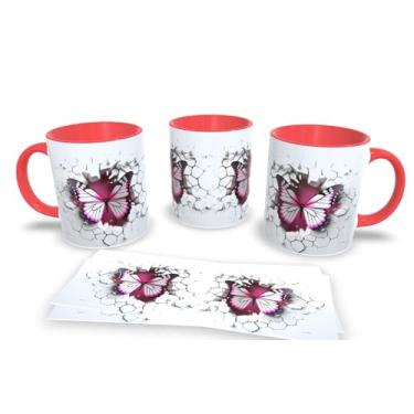 Imagem de Caneca Preta de Porcelana Personalizadas Arte Espelhada em 3D Animais (Borboleta 5)