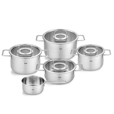 Imagem de Fissler Pure Collection Conjunto de 9 peças de aço inoxidável com tampas de vidro