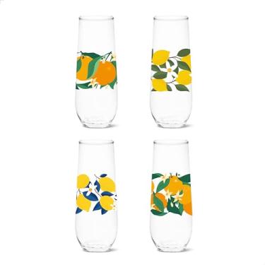 Imagem de TOSSWARE RESERVE 255 g Séries Citrus Flauta Sem Haste, Conjunto de 4, Qualidade Premium, Tritan Lavável na Máquina de Lavar Louça e Resistente ao Calor Inquebrável Plástico Impresso Óculos