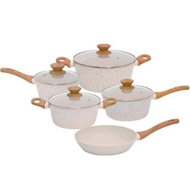 Imagem de Jogo De Panelas Cerâmica 5 Peças Indução Fundo Triplo Marmol - Mimo St