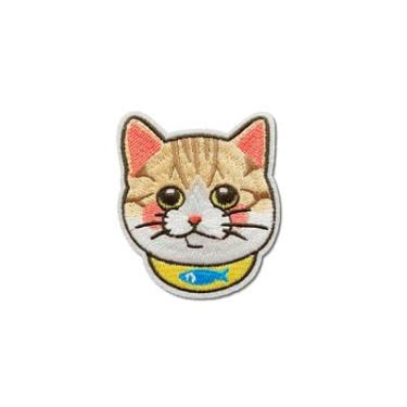 Imagem de Hinihao Hi, 1 adesivo creme, gato malhado, animal, adesivo, colar/passar a ferro, costurar, aplique para roupas, mochilas, capas de telefone, capacete, acessórios DIY