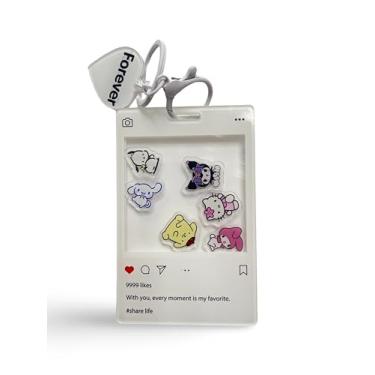 Imagem de Chaveiro de anime Kawaii com adoráveis personagens de desenhos animados e mensagens de amor - presente para ela/ele, Branco, L4" x W2.5"