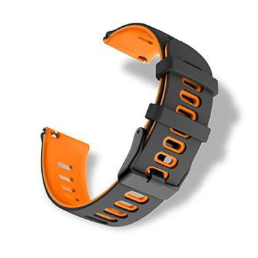 Imagem de RoYiio Pulseira de silicone para relógio de 22 mm, liberação rápida, pulseira de reposição esportiva macia confortável para homens e mulheres - preto laranja