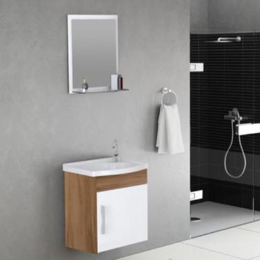 Imagem de Kit Gabinete para Banheiro Suspenso Turim Nogal - A J Rorato