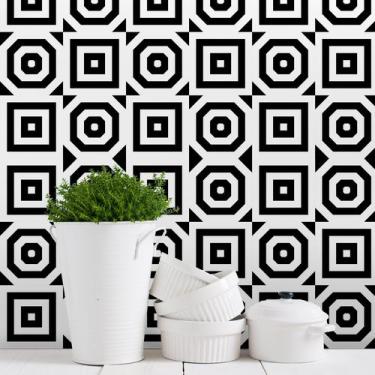 Imagem de Adesivo para Azulejo Regular Preto e Branco 15x15 36un - Quartinhos