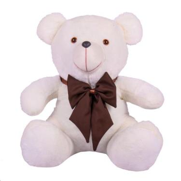 Imagem de Urso Teddy De Pelúcia Tamanho 50cm G - LuckBaby02, Branco com laço tab