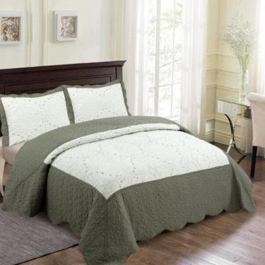 Imagem de Cobre Leito Colcha Casal Bordada Queem Maison 3pçs  - Angel distribuid