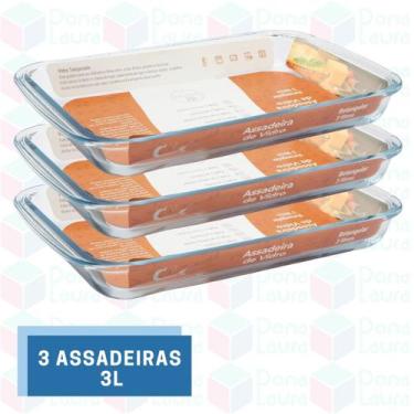 Imagem de 3 Forma Retangular 3L Forno Assados Sobremesa Festas Servir Doces - Ca
