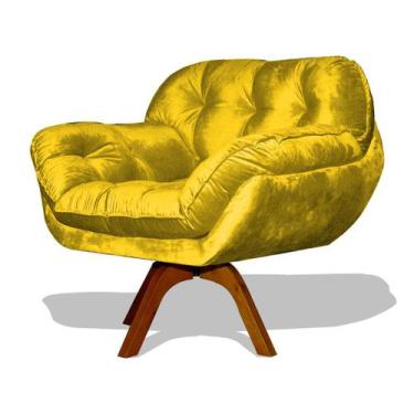 Imagem de Poltrona Miami Base Giratória Decorativa Suede Amarelo - Hellen Decor