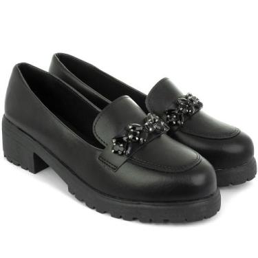 Imagem de Mocassim Feminino Tratorado Pedraria Oxford Blogueira Olzzy - OLZZY CA