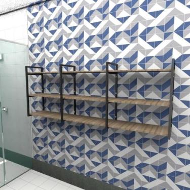 Imagem de Prateleira industrial banheiro aço cor preto 180x30x68cm CxLxA amadeir