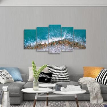 Imagem de Quadro Mosaico 5 Peças Praia Paisagem decorativo Sala Quarto - Wall Fr
