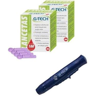 Imagem de 200 Lanceta Glicose Agulha Glicemia + 1 Caneta Lancetadora - G.Tech