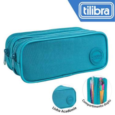 Imagem de Estojo Duplo Tilibra Escolar Juvenil Académie Grande, Turquesa