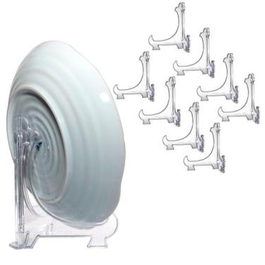 Imagem de Kit 8 Peças Suporte P/ Pratos Acrílico Transparente 17,5cm