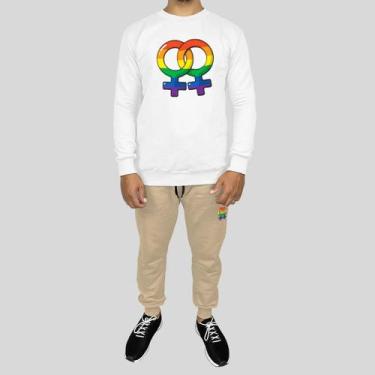 Imagem de Conjunto Calça e Blusa Moletom Careca Sem Capuz Algodão LGBT - MP Moda