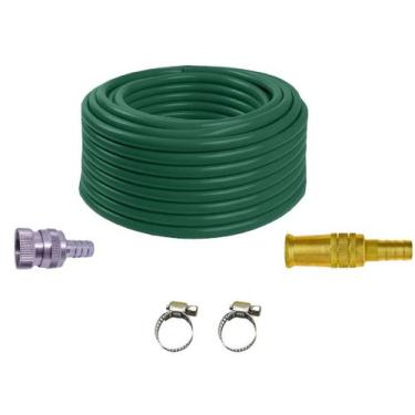 Imagem de Kit Mangueira Verde 6 Metros Com Esguicho Engate Abraçadeira - Afa