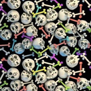 Imagem de Papel de Parede Temático Caveirinhas Ossos Coloridos  3,3m - DEKAL DEC