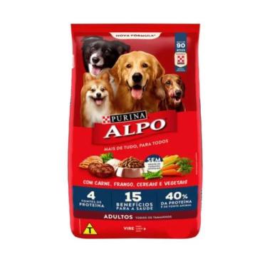 Imagem de Ração Seca Purina Alpo Carne, Frango, Cereais e Vegetais para Cães Adu