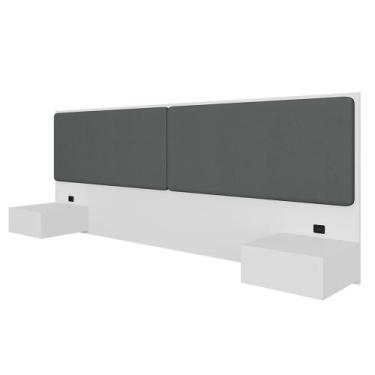 Imagem de Cabeceira Suspensa Casal Portugal Branco/cinza - Móveis Arapongas - A 