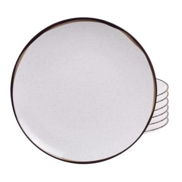 Imagem de Jogo De Pratos Raso Refeição Kit 6 Peças Porcelana 25cm Canyon Tramont