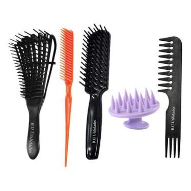 Imagem de Kit 5 Pentes, Escova Polvo, Escova Jacaré, Pente Jacaré, Pente 3 Filei