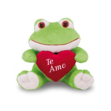 Imagem de Pelúcia Sapinho Frog Love com Coração 32cm Anti-alérgico - Toybrink