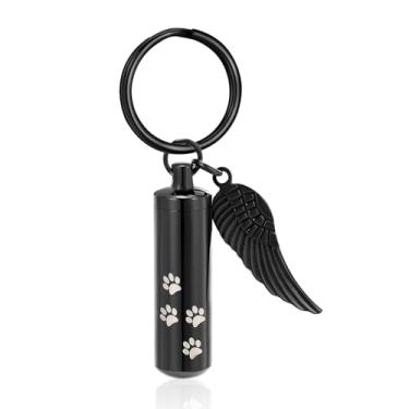 Imagem de Mingkejw Cremation Jewelry Paw Print Urn chaveiro para cão, cão, cão, cinzas humanas, lembrança, joia para homens, mulheres