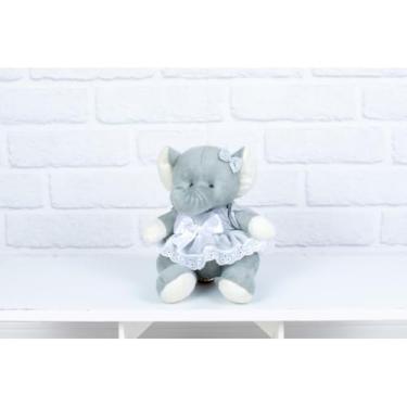 Imagem de PELUCIA ELEFANTE PROVENCE 18 CM/VESTIDO COM LESE (cinza liso)
