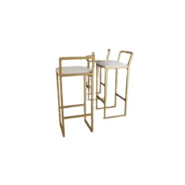 Imagem de Jogo 3 Banqueta Alta Balcão Bistrô Dourada Confort Industrial Premium Estofado (LACA BRANCA)