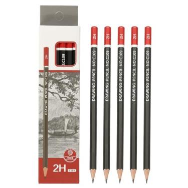 Imagem de PATIKIL Lápis de desenho 2H para esboçar, 12 lápis de esboço para desenhar, lápis de arte, grafite de madeira pré-afiada para desenhar, esboçar, artistas, lápis 2H, preto, vermelho, haste